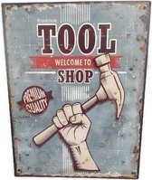 Metalen wandbord gereedschap Toolshop - vaderdag - 25 x 33 cm