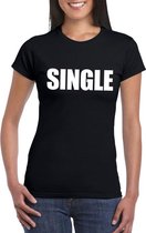 Single/ vrijgezel tekst t-shirt zwart dames S