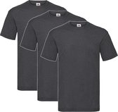 3 Pack Shirts Fruit of the Loom Ronde Hals Dark Heather Grey Maat S Valueweight