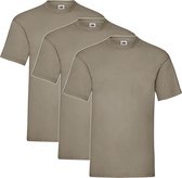 3 Pack Shirts Fruit of the Loom Ronde Hals Khaki Maat XXL Valueweight