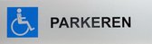 Aluminium Parkeerbord met tekst: invaliden en parkeerplaats logo met rolstoel afbeelding