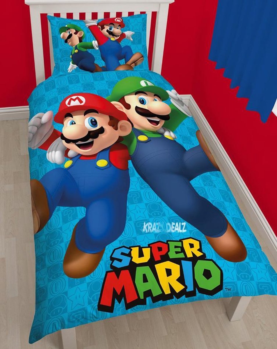 taxi Vochtig Respectievelijk Super Mario Mario Games - Dekbedovertrek - Eenpersoons - 135 x 200 cm -  Blauw | bol.com