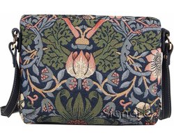 Signare Schoudertas - Gobelin - Aardbeien en Vogels - Blauw - 2718