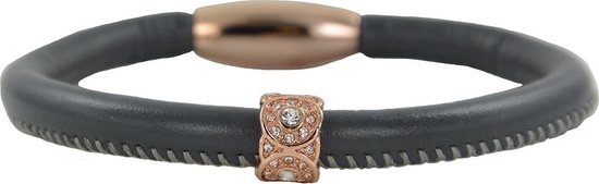 Quiges Leren Armband zonder Aanschuif Charm Bedels met Magneetsluiting - Dames - RVS - 20cm