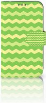 Samsung Galaxy Xcover 4 Wallet Book Case Hoesje Design Waves Green
