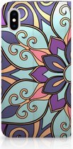 Geschikt voor iPhone Xs Max Standcase Hoesje Design Purple Flower