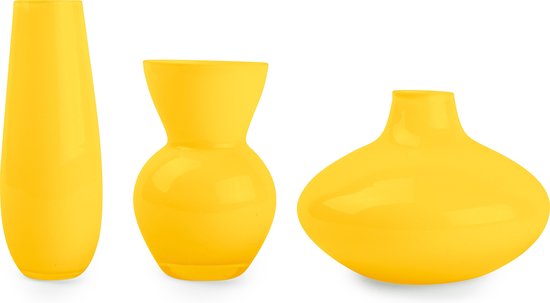 Reizende handelaar plank uitbreiden Vaas set/3 geel glas Gallery | bol.com