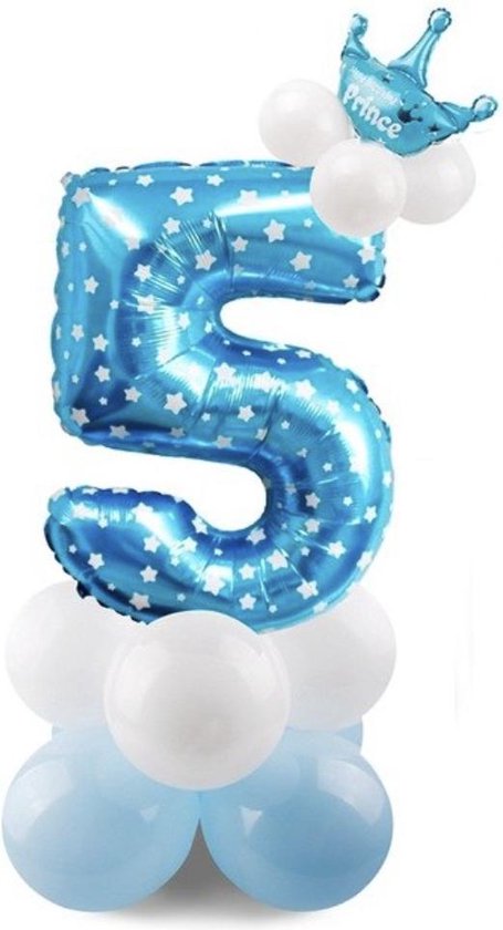 Op de kop van materiaal wraak Cijferballon 5 jaar ballonnen set jongen | 5 jaar jongen verjaardag | Baby  verjaardag... | bol.com