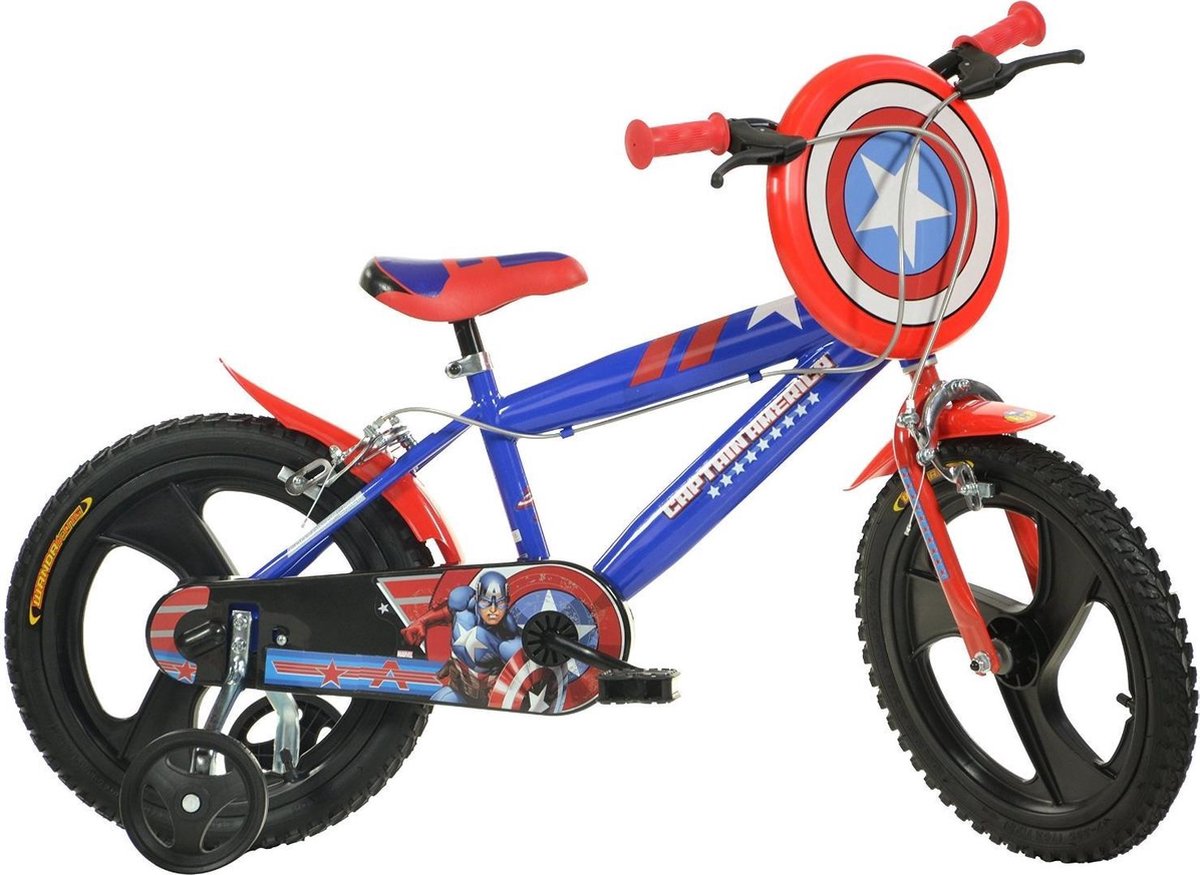 Dino Captain America - Kinderfiets - jongens - Blauw - 14