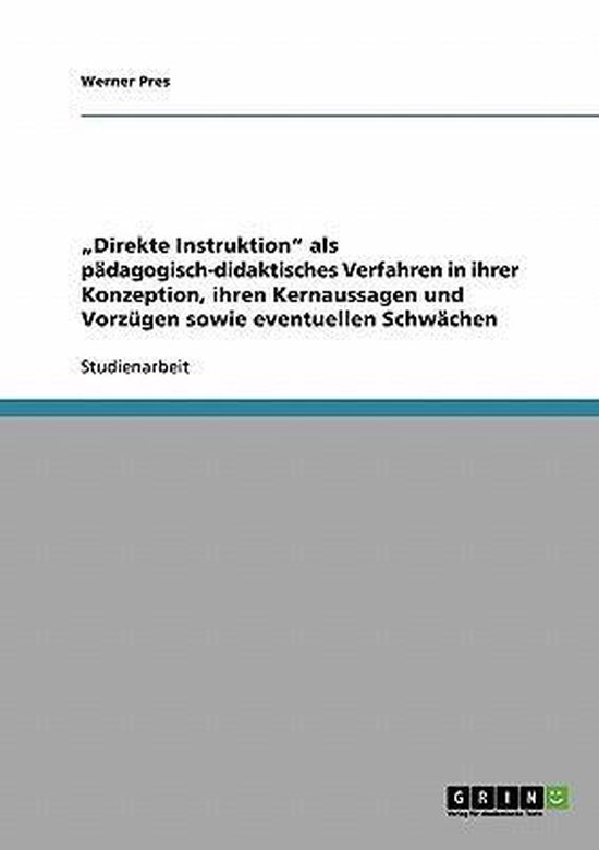 Direkte Instruktion ALS Padagogisch-Didaktisches Verfahren - cover