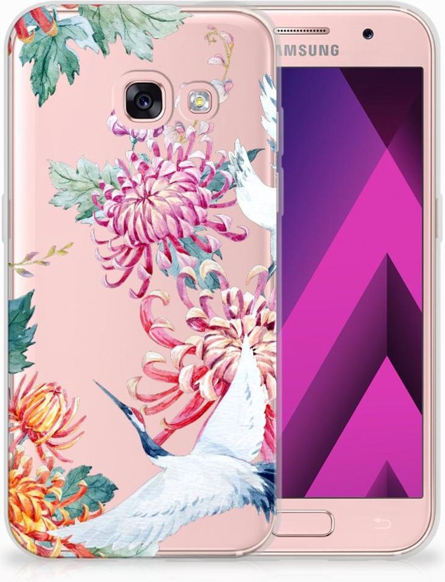 Samsung Galaxy A3 2017 TPU Hoesje Bird Flowers