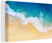Canvas Schilderij Strand - Zee - Golf - Zand - 120x80 cm - Wanddecoratie