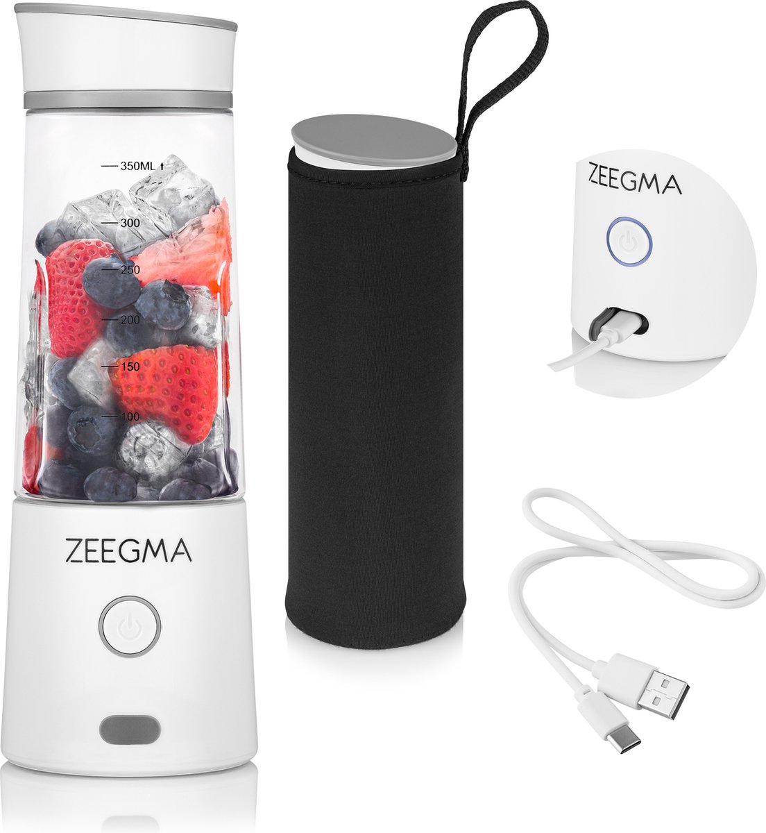 Zeegma Vitamine GO - Draagbare blender - Lichtgewicht 480g - 450ML - 5000 mAH - 6 bladen - 25 keer te gebruiken per lading - voor cocktails en smoothies