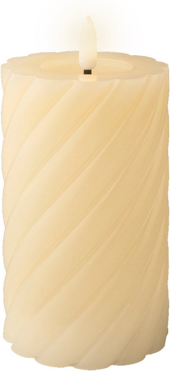Lumineo Luxe LED kaars/stompkaars - creme wit - D7,5 x H15 cm - timer