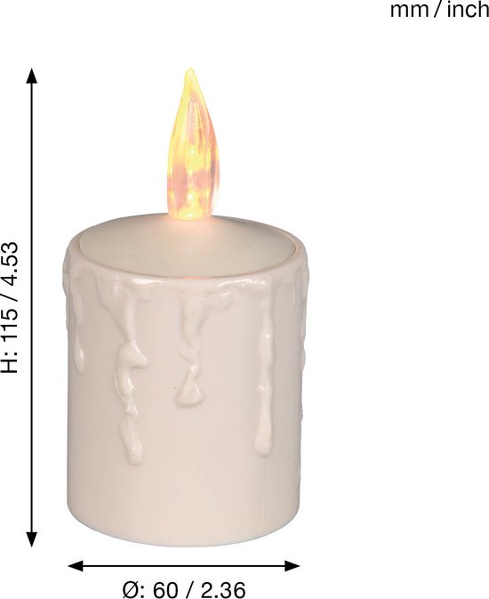 Star Trading Bougie LED Paula pour l'extérieur de Star Trading, bougie blanc chaud avec minuterie, décoration de Noël à piles en plastique beige, hauteur : 11,5 cm