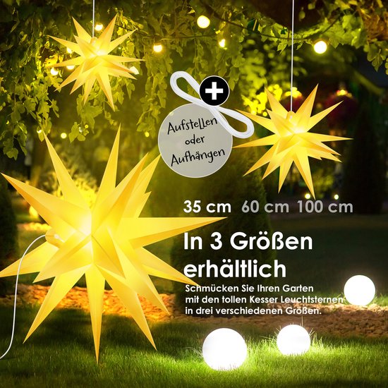 KESSER® LED Kerst Ster 3D 60cm, LED Verlichting met Timer, Kerstster