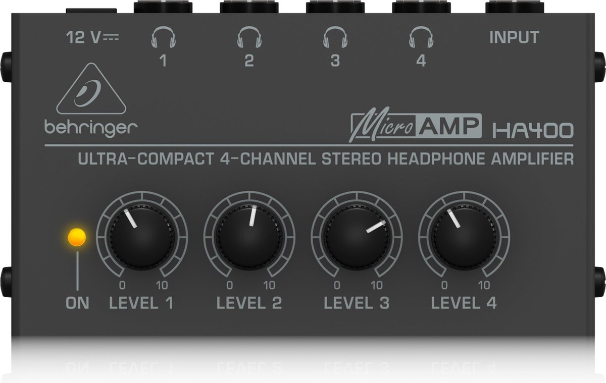 Behringer HA400 MICROAMP koptelefoonversterker 4-kanaal - Koptelefoon versterker