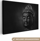 Peintures sur Toile Bouddha - Zwart - Visage - 60x40 cm - Décoration murale