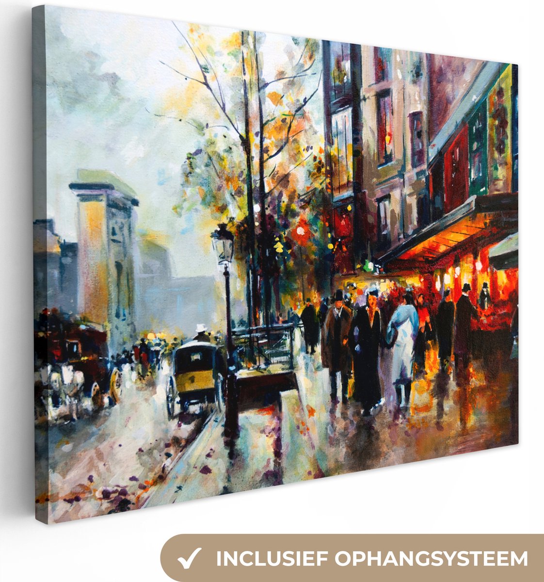 Canvas - Schilderij - Olieverf - Stad - Straat - 120x90 cm - Interieur - Schilderijen op canvas
