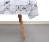 Raved Tafelzeil Holland Tegels  140 cm x  140 cm - Wit - PVC - Afwasbaar