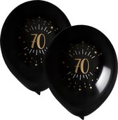 Santex verjaardag leeftijd ballonnen 70 jaar - 16x stuks - zwart/goud - 23 cm - Feestartikelen
