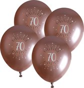 Santex verjaardag leeftijd ballonnen 70 jaar - 24x stuks - rosegoud - 30 cm - Feestartikelen