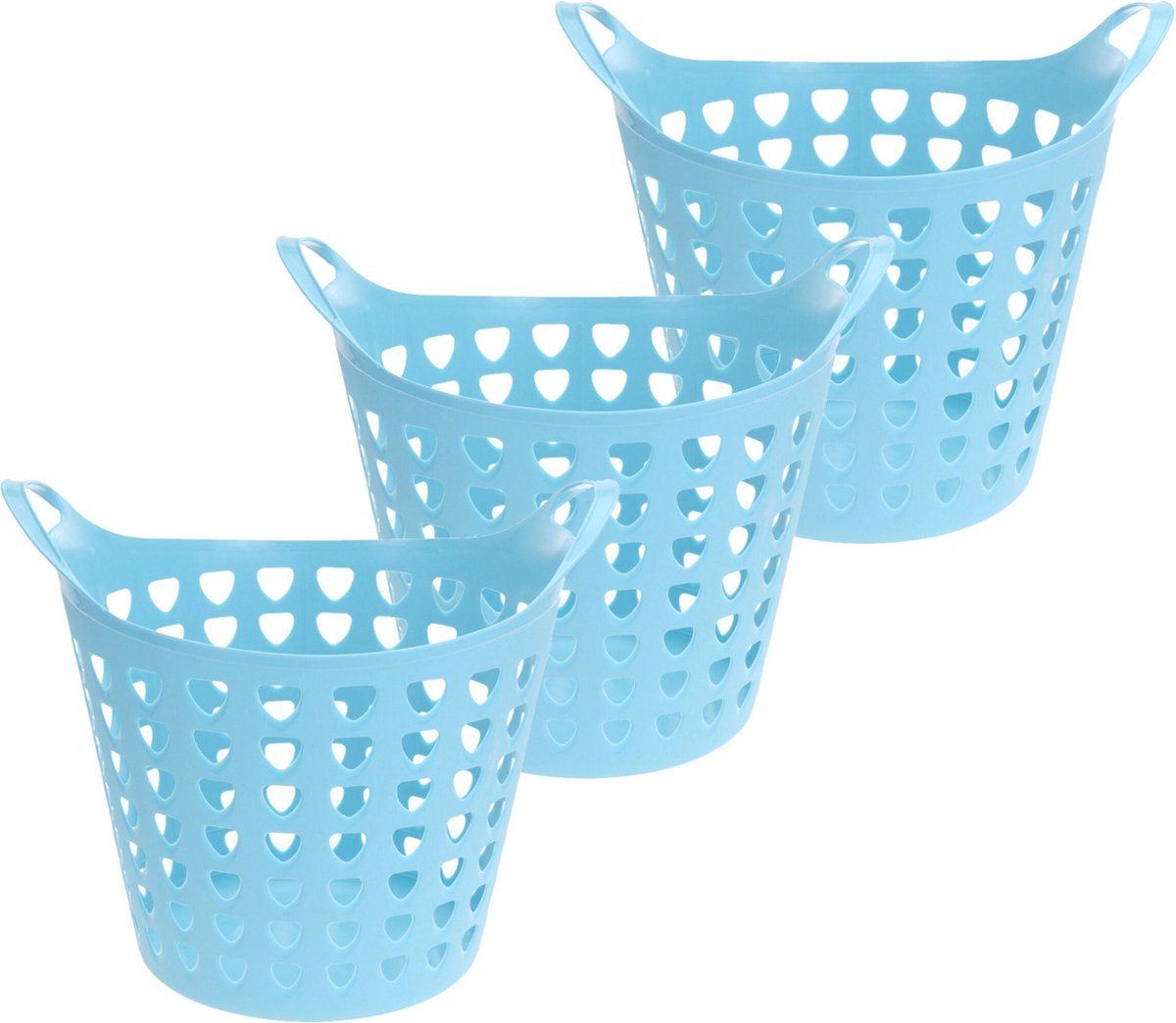Goedkoopste Excellent Houseware Flexibele wasmand - 3x - blauw - 26 liter - kunststof - 40 x 42 cm