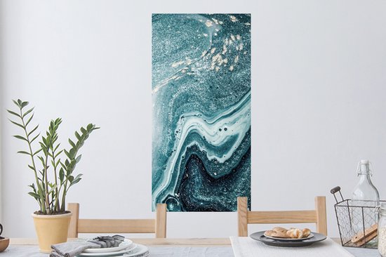 Muurstickers - Sticker Folie - Edelstenen - Blauw - Natuur - Marmer - Abstract - 40x80 cm - Plakfolie - Muurstickers Kinderkamer - Zelfklevend Behang - Zelfklevend behangpapier - Stickerfolie