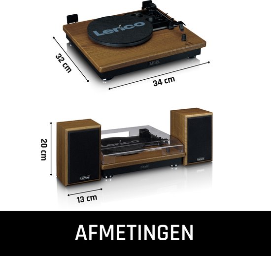 Lenco Platenspeler met Bluetooth - Twee externe Speakers - Auto-stop - LS-100WD - Hout — afbeelding 5