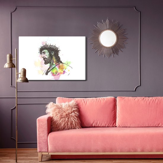 Painting King - Peinture sur toile Jésus peinte à l'aquarelle - 120 x 80 cm