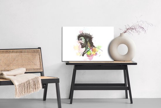 Painting King - Peinture sur toile Jésus peinte à l'aquarelle - 120 x 80 cm
