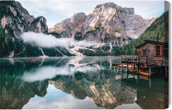 Painting King - Toile Peinture Lac Sauvage de Braies, Italie - 40 x 30 cm