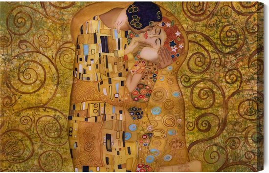 Schilderijkoning - Canvas Schilderij Gustav Klimt De Kus Reproductie