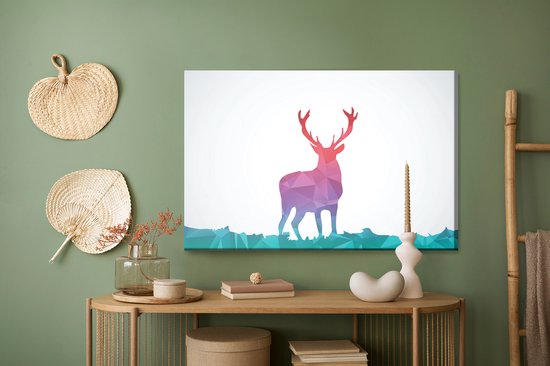 Painting King - Tableau sur toile Abstraction colorée avec cerf - 120 x 80 cm