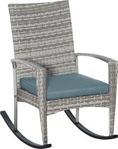Outsunny Chaise à bascule en Poly rotin chaise à bascule chaise de jardin avec coussin d'assise marron 867-020