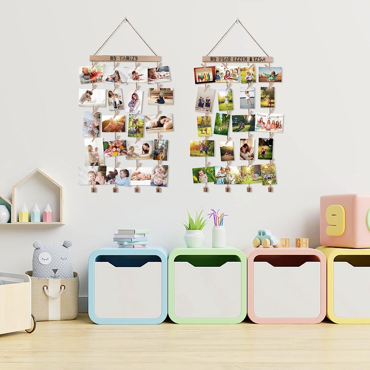 Foto's Met Klemmen - Fotohangers Om Aan De Muur Te Hangen Foto Display Voor Verjaardag En Bruiloftsdecoratie Voor Het Ophangen Van Ansichtkaarten En Foto S