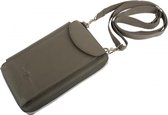 Rojafit « Cowhide Leather » Sac à bandoulière / portefeuille et téléphone de Luxe en cuir - Grijs - (dimensions : 13 x 3,5 x 20 cm.) Poche pour smartphone 17,5 x 8 cm.