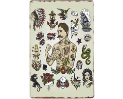 Vintage Tinnen Borden 20cm x 30cm - Tattoo Studio Inrichting — Flash