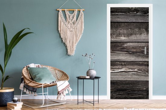 Sticker de porte Rétro - Planches - Bois - Robuste - 90x215 cm - Poster de porte