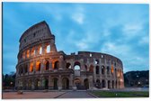 Dibond - Zonsondergang achter Colesseum in Rome, Italië - 60x40 cm Foto op Aluminium (Met Ophangsysteem)