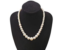 Fako Bijoux® - Parelketting - Medium - Glaskralen - Parelmoer - Wit