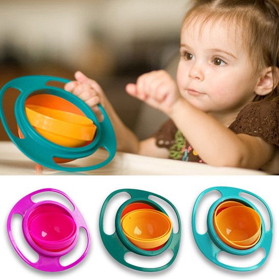 PRO-Deals | Anti knoei bakje | 360 graden | BPA vrij | Eetbakje | Veilig | Balans | Anti-mors | Geen geknoei meer | Servies Kind | Baby kom | Groen Oranje