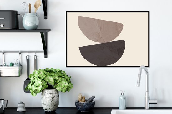 Affiche avec cadre - Cadre - Abstrait - - Beige - Formes - 60x40 cm - Photo sous cadre - Affiche abstraite