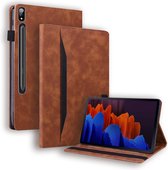 Case2go - Tablet hoes geschikt voor Lenovo Tab P12 Pro - Business Wallet Book Case - Met pasjeshouder - Bruin