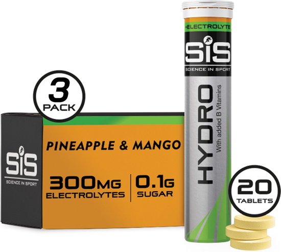 Science in Sport - SIS Go Hydro Bruistabletten - 300mg Elektrolyten - Pineapple & Mango Smaak - 3 x 20 Tabletten