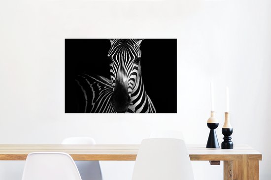 Poster Zebra - Zwart - Wit - Animaux - 90x60 cm