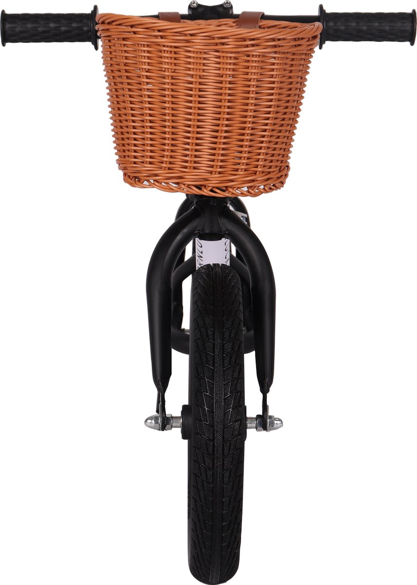Born Lucky® Loopfiets Met Fietsmand– Vanaf 2 jaar – 12 inch massieve banden - Verstelbaar Zadel & Stuur – Zwart — afbeelding 3