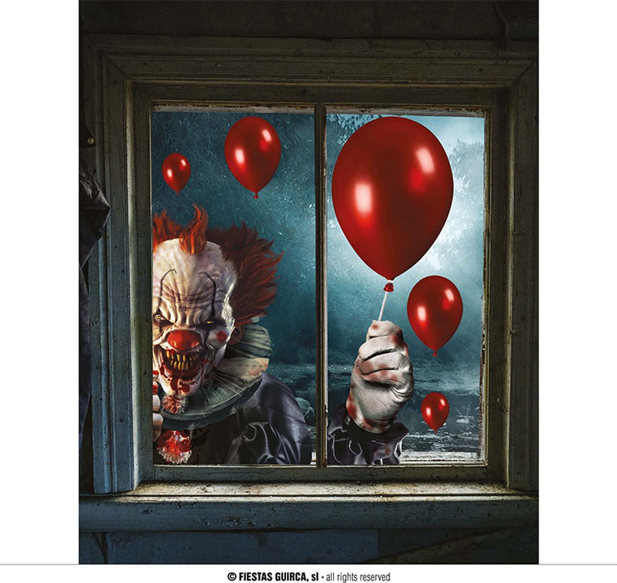 Décoration de fenêtre autocollante Halloween Clown Horreur 80 x 60 cm |  bol.com