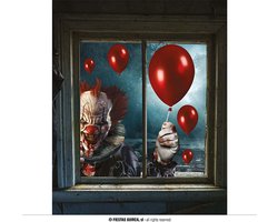 Fiestas Guirca - Raamstickers Clown ( 30 x 40 cm, 2 sheets) - Halloween - Halloween Decoratie - Halloween Versiering