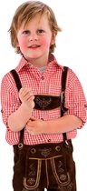 Oktoberfest blouse kinderen - rood-wit geruit, pocket en Krempelarm - Maat 164